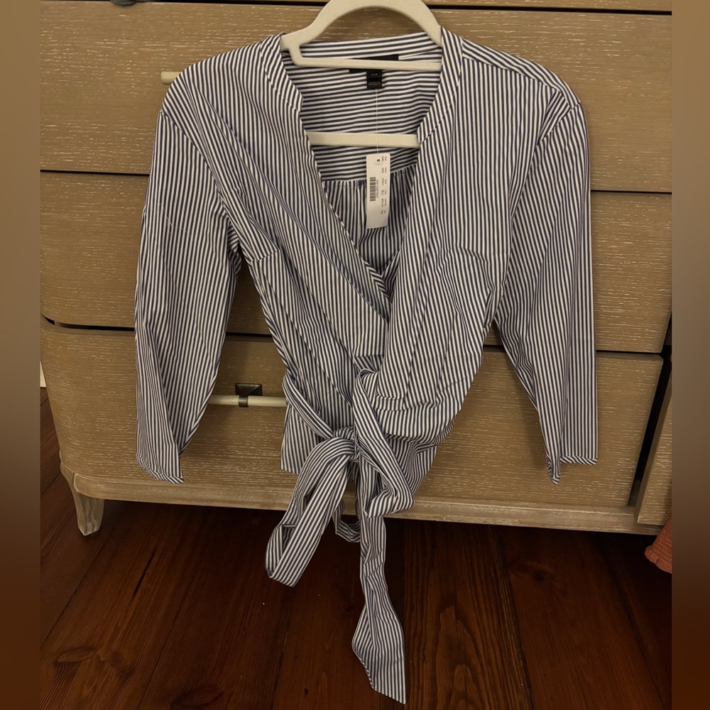 J crew striped wrap top XSP